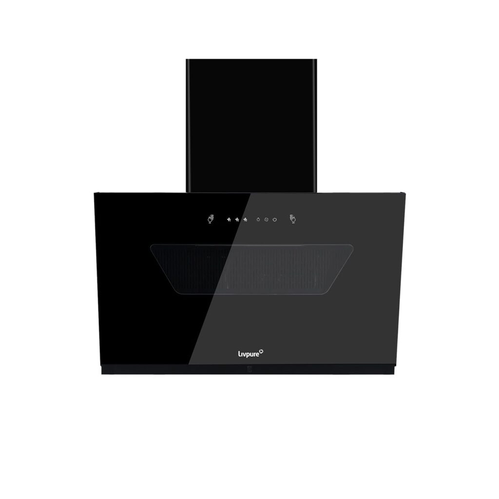 Livpure Emerald Neo 90 cm | Slant | 1400 m³/hr Suction | Filterless | Touch & Gesture Control | Low Noise |10 Years Motor + 2 Years Comprehensive Warranty | Black