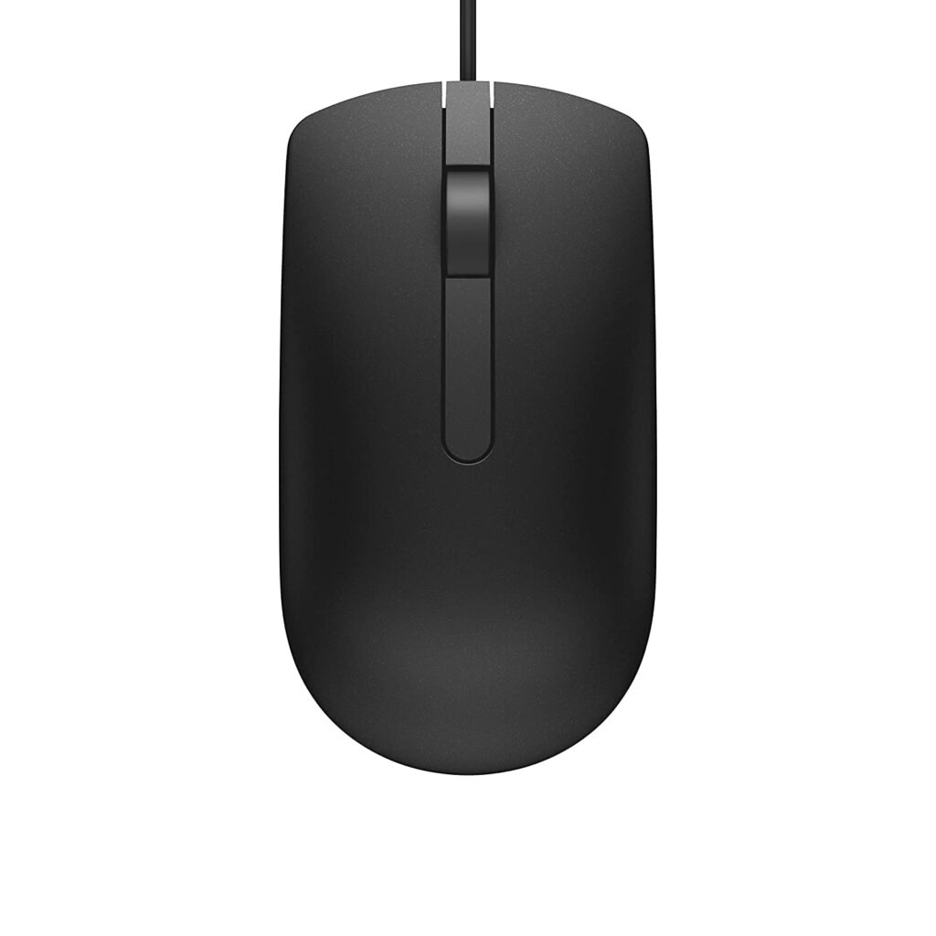 Dell MS116 Wired Mouse, 1000 DPI, Scrolling Wheel, 2 Buttons, 1 x USB, Optical LED Tracking, Plug and Play, Scrolling Wheel, Black