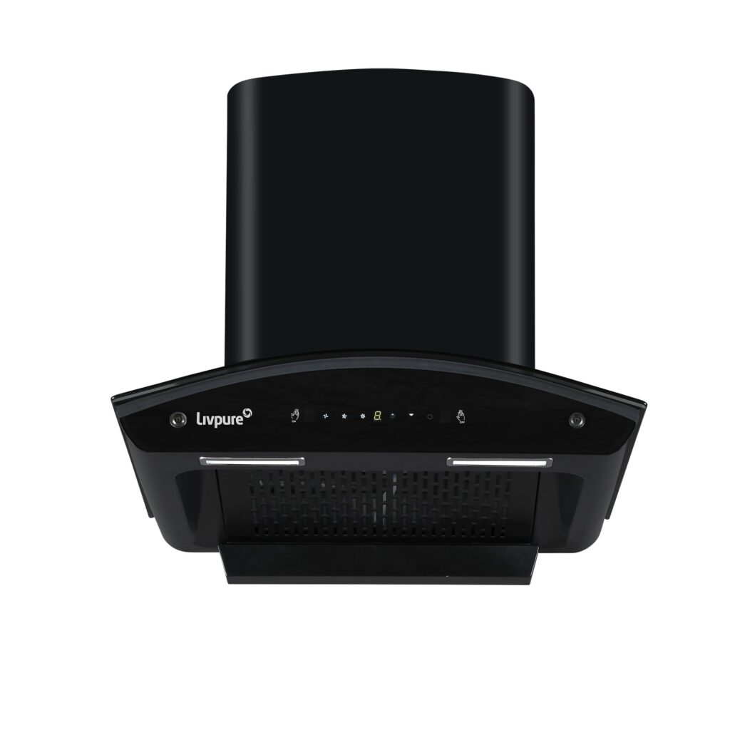 Livpure Avian 60 cm | Curved Glass | 1450 m³/hr Suction | Filterless | Touch & Gesture Control | Low Noise | 10 Years Motor + 2 Years Comprehensive Warranty | Black