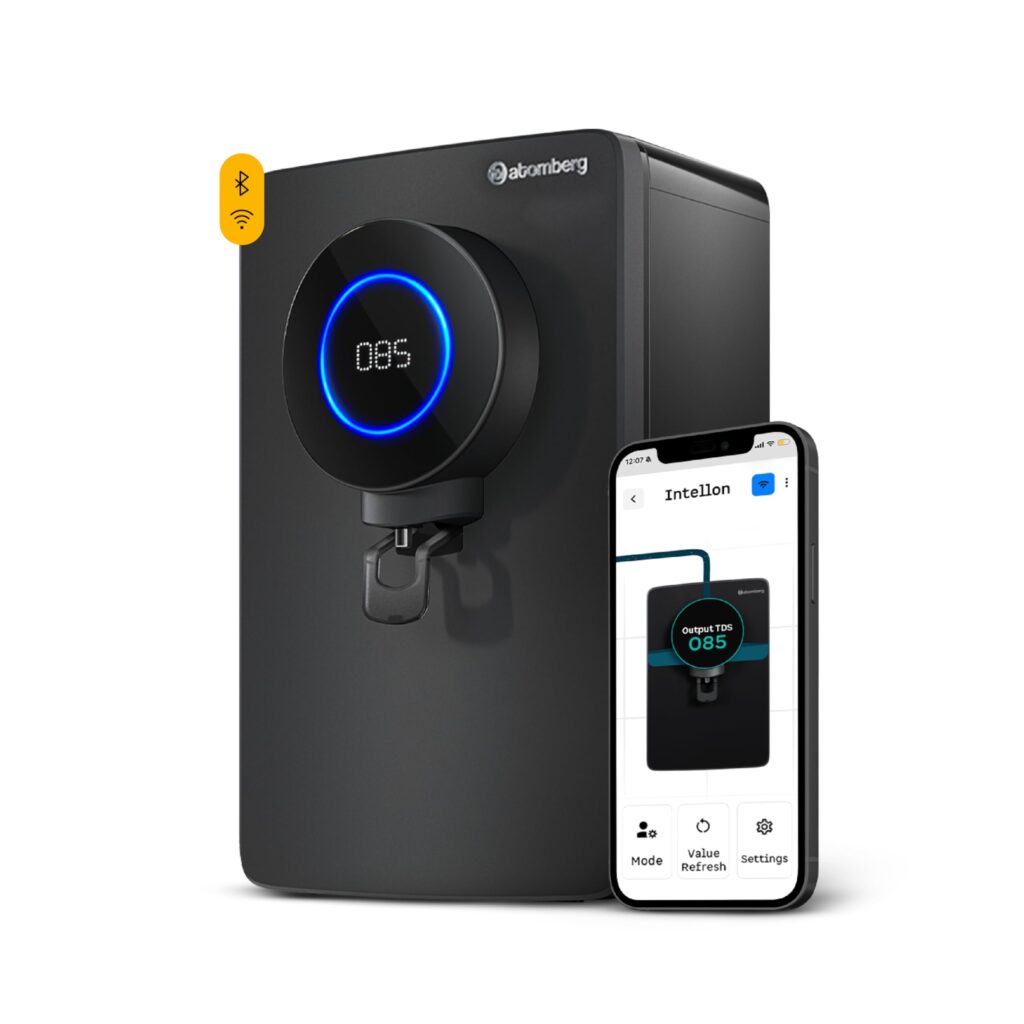 Atomberg Intellon – India’s 1st Adaptive Water Purifier*| RO+UF+UV+Alkaliser | Zero Cost for 2Yrs | 4 Modes | TDS-Based Filtration | Smart IoT | 7-Stage | Retains Minerals | 8L | 2Yr Warranty | No AMC