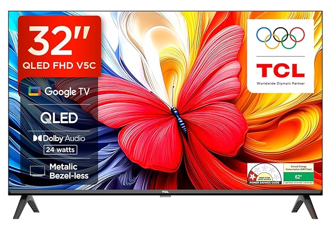 TCL 80 cm (32 inches) V5C Series Full HD Smart QLED Google TV (32V5C)